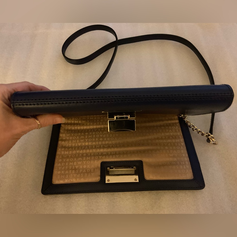 Kate Spade New York Navy Flap Bag Gold Chain Shoulder/Crossbody NWOT w/ Dusty - Picture 7 of 13